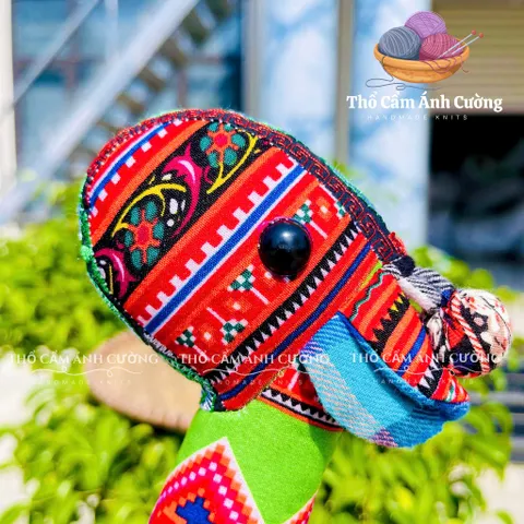 Thú Nhồi Bông Hiêu Đầu To Thổ Cẩm Sapa - Đồ Chơi Trẻ Em Độc Đáo, Quà Tặng Ý Nghĩa Chất Liệu Vải Mềm Mại, Đường May Chắc Chắn