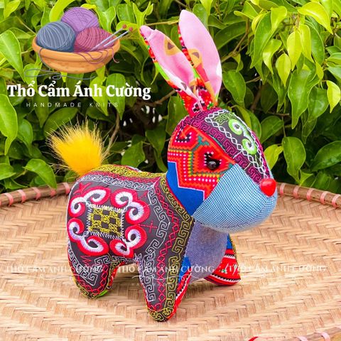 Thú Nhồi Bông Thỏ Con Thổ Cẩm Sapa - Đồ Chơi Trẻ Em Chất Liệu Vải Mềm, Quà Tặng Ý Nghĩa Cho Bé Yêu