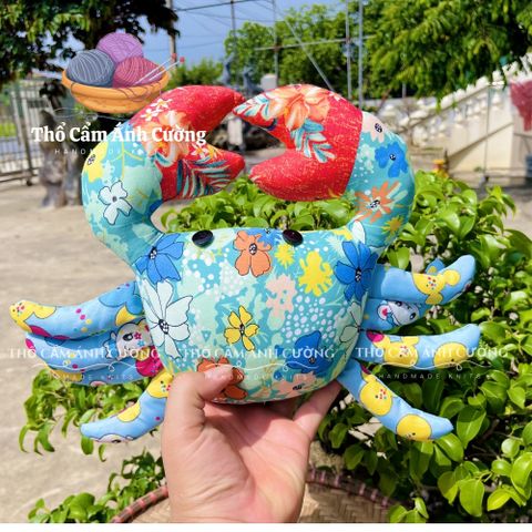 Thú Nhồi Bông Con Cua Hoàng Đế Siêu Đáng Yêu Vải Hoa - Quà Tặng Dễ Thương Cho Bé Yêu từ Thổ Cẩm Ánh Cường
