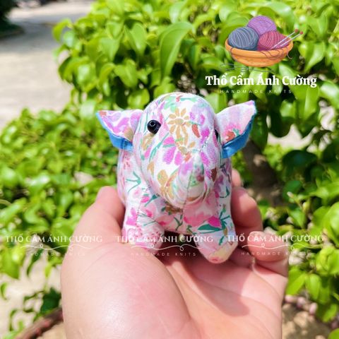 Thú Nhồi Bông Hình Con Voi Hoa Mini Đáng Yêu - Vải Hoa Mềm Mại, Quà Tặng Ý Nghĩa Cho Bé - Thổ Cẩm Ánh Cường
