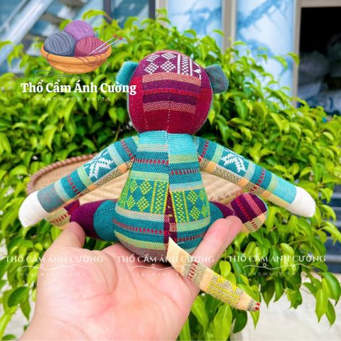 Thú Nhồi Bông Khỉ Ngồi Thổ Cẩm Dân Tộc Thái - Đồ Chơi Trẻ Em Chất Liệu Vải Thổ Cẩm Sáng Tạo, Quà Tặng Đáng Yêu