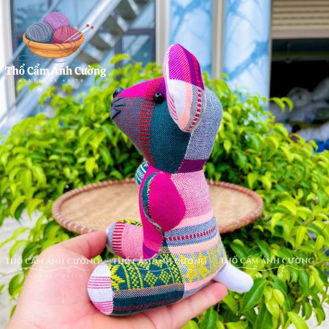Thú Nhồi Bông Chuột Ngồi Thổ Cẩm Dân Tộc Thái - Đồ Chơi Bé Yêu, Vải Thổ Cẩm Mềm Mại, Quà Tặng Ý Nghĩa