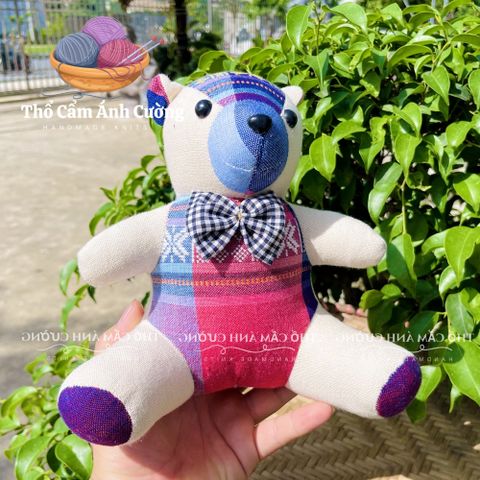 Gấu Nhồi Bông Nơ Thổ Cẩm Dân Tộc Thái Cao Cấp - Đồ Chơi Trẻ Em Chất Lượng, Quà Tặng Ý Nghĩa, Mềm Mại và An Toàn