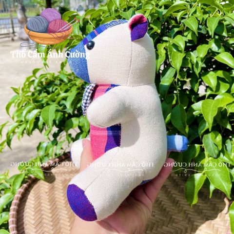 Gấu Nhồi Bông Nơ Thổ Cẩm Dân Tộc Thái Cao Cấp - Đồ Chơi Trẻ Em Chất Lượng, Quà Tặng Ý Nghĩa, Mềm Mại và An Toàn