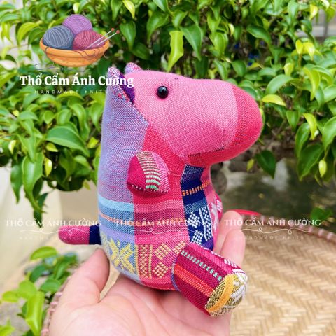 Thú Nhồi Bông Hà Mã MooDeg Dân Tộc Thái - Đồ Chơi Trẻ Em Chất Liệu Vải Thổ Cẩm, Quà Tặng Ý Nghĩa Cho Bé Yêu