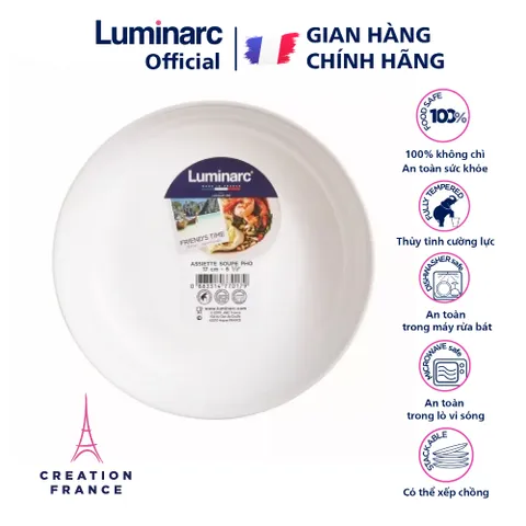 Bộ 4 Đĩa Thủy Tinh Luminarc Friend's Time 17cm - Hàng Chính Hãng, An Toàn, Chịu Va Đập, Thiết Kế Hiện Đại cho Bếp Nhà Bạn