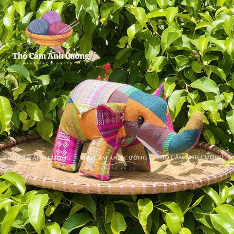 Thú Nhồi Bông Con Voi Thổ Cẩm Dân Tộc Thái - Gấu Bông Siêu Dễ Thương, Quà Tặng Ý Nghĩa Cho Bé Yêu