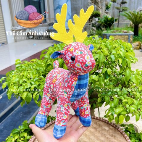 Thú Nhồi Bông Tuần Lộc Siêu Đáng Yêu - Vải Hoa Mềm Mại, Quà Tặng Ý Nghĩa Cho Bé, Bảo Hành 1 Đổi 1, Thổ Cẩm Ánh Cường