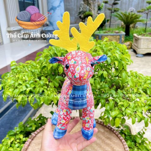 Thú Nhồi Bông Tuần Lộc Siêu Đáng Yêu - Vải Hoa Mềm Mại, Quà Tặng Ý Nghĩa Cho Bé, Bảo Hành 1 Đổi 1, Thổ Cẩm Ánh Cường