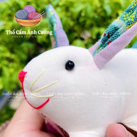 Thú Nhồi Bông Thỏ Ngọc Thổ Cẩm Dân Tộc Thái - Đồ Chơi Trẻ Em Chất Liệu Vải Thổ Cẩm Mềm Mại, Quà Tặng Ý Nghĩa Cho Bé