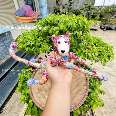 Thú Nhồi Bông Khỉ Treo Hoa Dễ Thương - Đồ Chơi Trẻ Em Chất Liệu Vải Hoa Mềm Mại từ Thổ Cẩm Ánh Cường