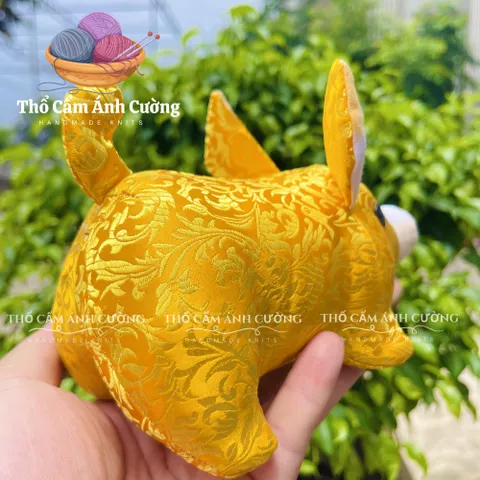 Thú Nhồi Bông Heo Vàng Thần Tài Handmade Cao Cấp - Đồ Chơi Trẻ Em Vải Thổ Cẩm Mềm Mại, Quà Tặng Ý Nghĩa