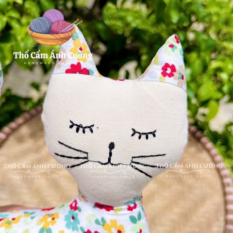 Thú Nhồi Bông Mèo Mướp Hoa Dễ Thương - Đồ Chơi Trẻ Em Thổ Cẩm Ánh Cường Chất Liệu Vải Hoa Mềm Mại, Quà Tặng Ý Nghĩa