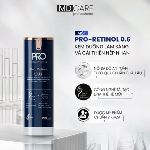 Kem Dưỡng Ẩm MD Care PRO-Retinol 0.6+Tặng sữa rửa mặt 30ml - Giảm Nếp Nhăn, Tăng Độ Đàn Hồi, Dưỡng Da Mịn Mượt, trẻ hóa Dành Cho Mọi Loại Da