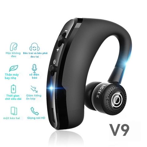 Tai Nghe Bluetooth Không Dây V9 - Mic Khử Tiếng Ồn, Pin Trâu, Âm Thanh Stereo, Thiết Kế Thể Thao Dành Cho Lái Xe Và Kinh Doanh