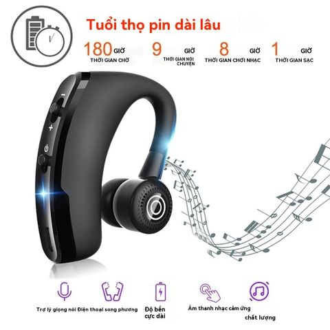 Tai Nghe Bluetooth Không Dây V9 - Mic Khử Tiếng Ồn, Pin Trâu, Âm Thanh Stereo, Thiết Kế Thể Thao Dành Cho Lái Xe Và Kinh Doanh