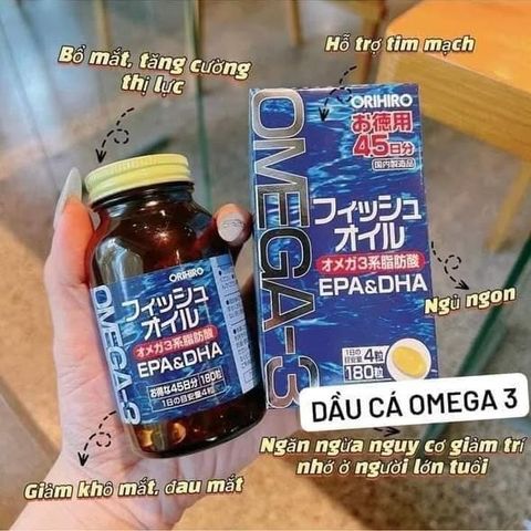 Viên uống Omega 3 Orihiro 180 viên - Bổ sung Omega-3 hỗ trợ sức khỏe tim mạch & cải thiện trí nhớ, chất lượng Nhật Bản