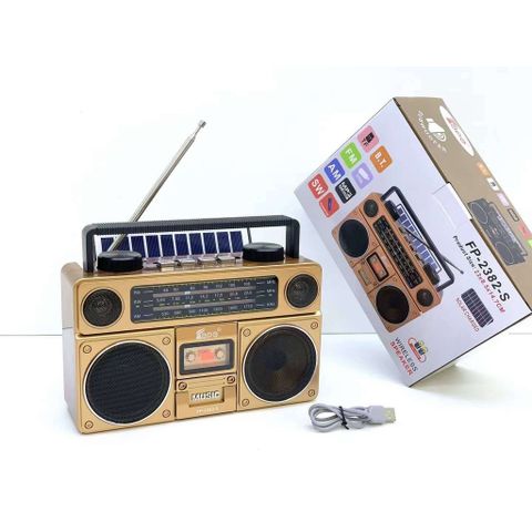 Loa Bluetooth Đài Radio cổ điển FP-2382-S - Sạc Năng Lượng Mặt Trời, Kết Nối USB/TF, Nghe Đài FM/AM/SW, Âm Thanh Sắc Nét