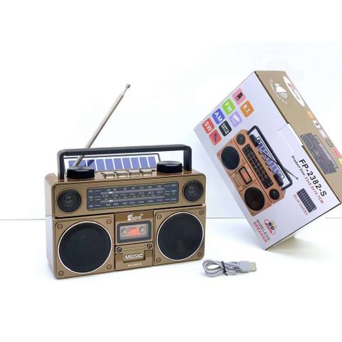 Loa Bluetooth Đài Radio Cổ Điển FP-2382-S - Nghe Nhạc & Radio FM, Sạc Năng Lượng Mặt Trời, Kết Nối USB & Thẻ Nhớ