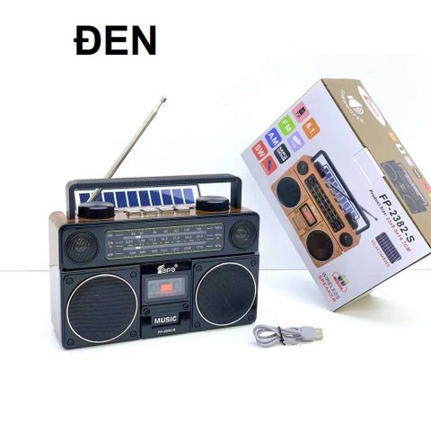 Loa Bluetooth Đài Radio Cổ Điển FP-2382-S - Nghe Nhạc & Radio FM, Sạc Năng Lượng Mặt Trời, Kết Nối USB & Thẻ Nhớ