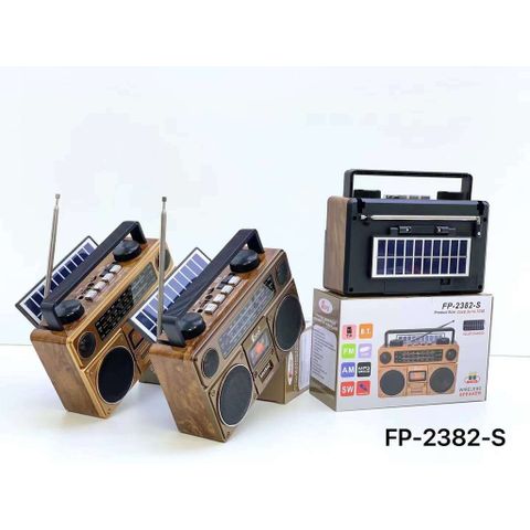 Loa Bluetooth Đài Radio Cổ Điển FP-2382-S - Nghe Nhạc & Radio FM, Sạc Năng Lượng Mặt Trời, Kết Nối USB & Thẻ Nhớ