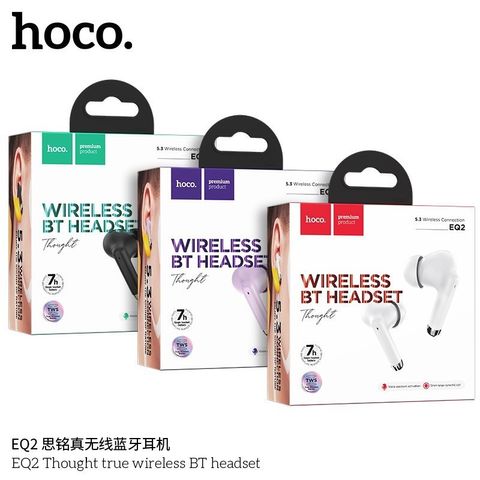 Tai nghe Bluetooth Hoco EQ2 TWS V5.3 - Tai nghe không dây có mic, nghe nhạc 7 giờ, thiết kế sang trọng, âm thanh chất lượng cao