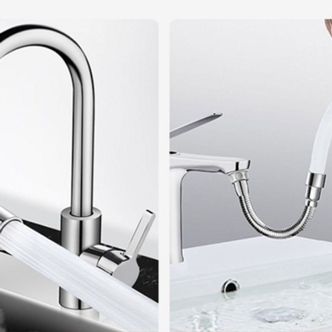 Vòi Nước Thép Không Gỉ 720 Độ Bẻ Cong - Ống Nối Dài Linh Hoạt Cho Nhà Bếp - Giải Pháp Rửa Chén Tiện Lợi