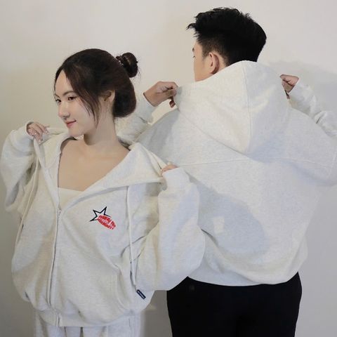 Áo Khoác Hoodie Zip Unisex Boxy Nỉ Cotton 2 Da STAR - Chống Nắng, Form Rộng, Túi Nón, Dành Cho Nam Nữ Thời Trang 2023