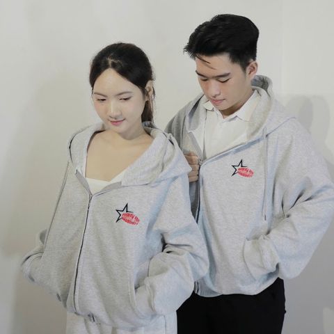 Áo Khoác Hoodie Zip Unisex Boxy Nỉ Cotton 2 Da STAR - Chống Nắng, Form Rộng, Túi Nón, Dành Cho Nam Nữ Thời Trang 2023