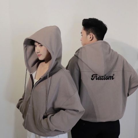 Áo Khoác Hoodie Zip Boxy Nỉ Cotton Unisex - Chống Nắng Tốt, Form Rộng, Hai Màu Xanh Navi và Nâu Mocha, Dễ Phối Đồ, Thời Trang Dạo Phố
