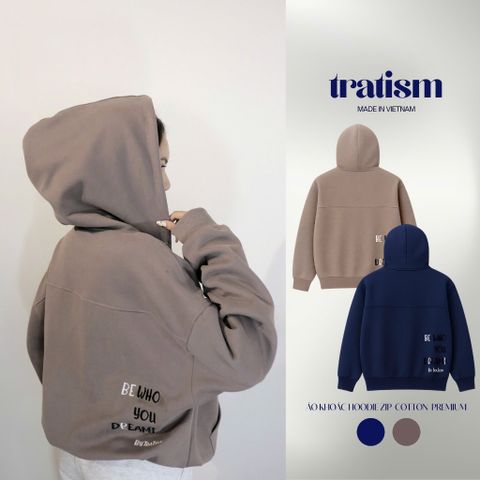 Áo Khoác Hoodie Zip Unisex Boxy Cotton Nỉ 320GSM - Chống Nắng Tốt, Thiết Kế Thời Trang, Dễ Phối Đồ, 4 Mùa, Màu Xanh Navi, Nâu Mocha