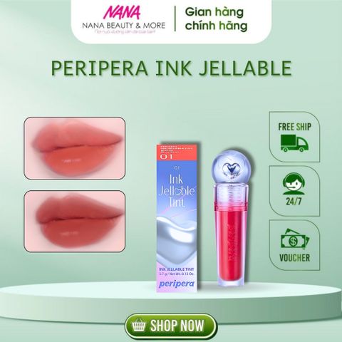 Son Kem Lì PERIPERA Ink Jellable Tint Bền Màu Lâu Trôi 3.7g - Dưỡng ẩm, Màu sắc sống động, Thiết kế tiện lợi - Nana Shop