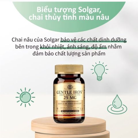 Viên Uống Bổ Sung Sắt Solgar 90 Viên - Hỗ Trợ Tạo Máu, Tăng Cường Sức Khỏe Cho Phụ Nữ Mang Thai và Người Tập Thể Dục