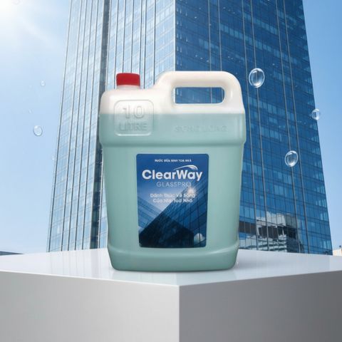 Nước Rửa Kính ClearWay GlassPro 10L - Chuyên Dụng, An Toàn, Không Độc Hại, Sáng Bóng Cho Kính Tòa Nhà, Cao Ốc, Showroom