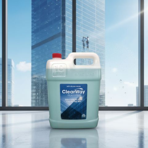Nước Rửa Kính ClearWay GlassPro 10L - Chuyên Dụng, An Toàn, Không Độc Hại, Sáng Bóng Cho Kính Tòa Nhà, Cao Ốc, Showroom