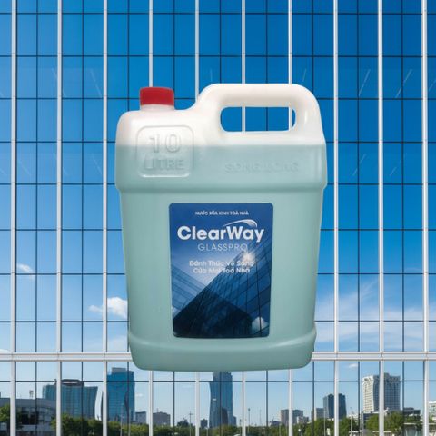 Nước Rửa Kính ClearWay GlassPro 10L - Chuyên Dụng, An Toàn, Không Độc Hại, Sáng Bóng Cho Kính Tòa Nhà, Cao Ốc, Showroom