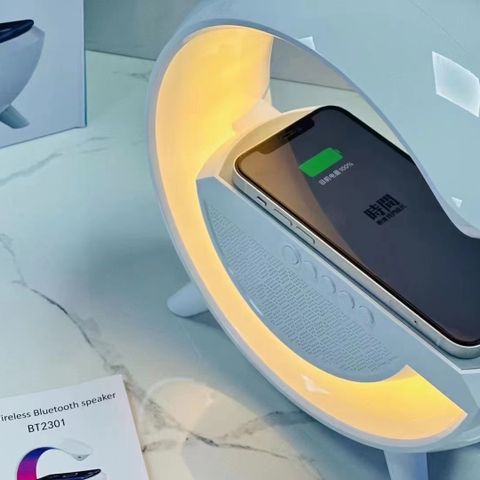 Loa Bluetooth 3in1 BT 2301 - Sạc Không Dây với Đèn Ngủ, Hiệu Ứng Ánh Sáng Đổi Màu Thích Hợp Cho Không Gian Sống Tươi Sáng