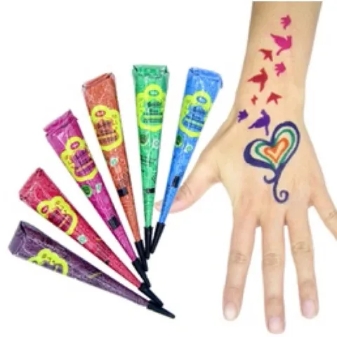 Mực Vẽ Henna Golecha 6 Màu Ấn Độ Thiên Nhiên - Hình Xăm Mehendi Chất Lượng Cao, Bền Màu, Dễ Sử Dụng