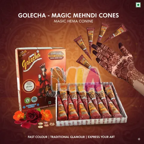 Mực Vẽ Hình Xăm Mehendi Golecha Hena Nâu Sẫm 25g - Mực Xăm Nghệ Thuật Ấn Độ, Cone Henna Tự Nhiên Dễ Dùng