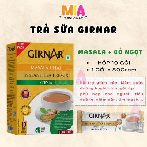 Trà Sữa Ấn Độ Girnar Instant Masala - Hương Vị Gừng & Bạch Đậu Khấu - Trà Hòa Tan Thơm Ngon Tiện Lợi 10 Gói