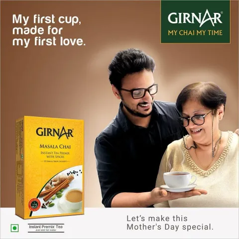 Trà Sữa Ấn Độ Girnar Instant Masala - Hương Vị Gừng & Bạch Đậu Khấu - Trà Hòa Tan Thơm Ngon Tiện Lợi 10 Gói