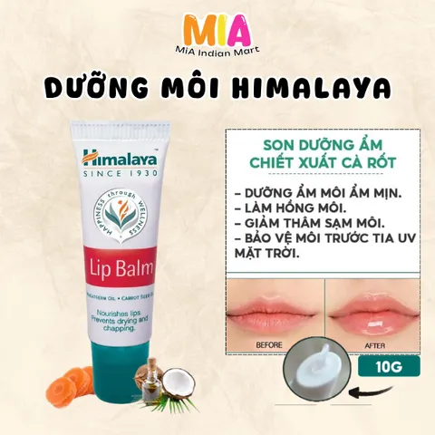 Son Dưỡng Môi Himalaya Lip Balm 10g Chiết Xuất Cà Rốt - Dưỡng Ẩm, Làm Hồng Môi An Toàn Cho Mọi Loại Da