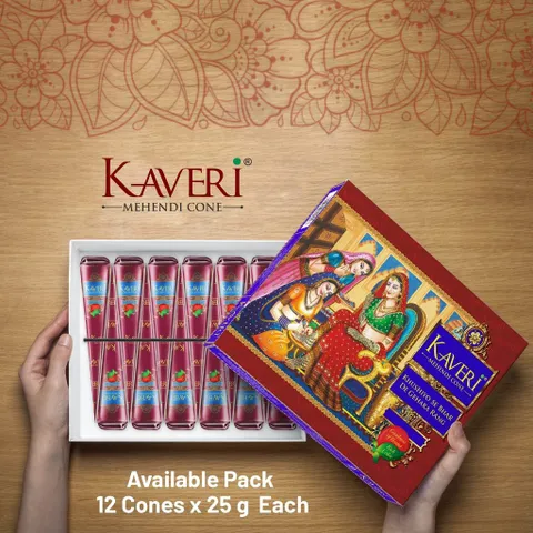 Mực Vẽ Henna Kaveri Ấn Độ Màu Nâu Tự Nhiên - Dành Cho Vẽ Xăm Mehendi An Toàn, 25g/tuýp