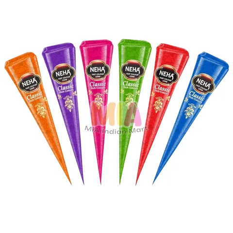 Mực Vẽ Hena Mehendi Neha Classic Colour Cone Ấn Độ - Hình Xăm Tạm Thời An Toàn, Sắc Nét, Dễ Dùng, 12 Tuýp Màu Đậm
