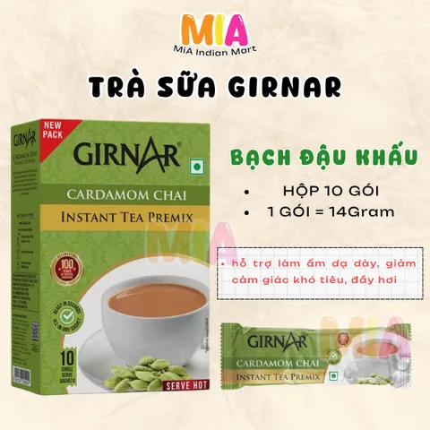 Trà Sữa Hoà Tan Bạch Đậu Khấu Girnar Ấn Độ - Trà Sữa Instant Hương Cardamom, Đóng Gói Tiện Lợi 10 Gói Nhỏ