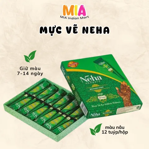 Mực Vẽ Henna Neha Mehandi Cone Ấn Độ - Mực Hennna Tự Nhiên Đậm Màu, Họa Tiết Đẹp Cho Nghệ Thuật Trang Điểm Da