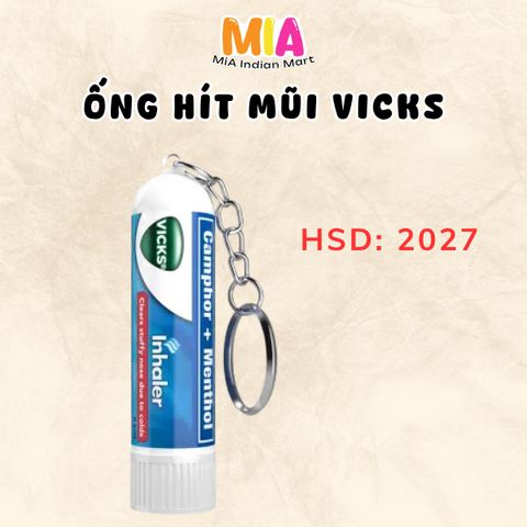 Ống Hít Mũi Vicks Inhaler 0.5ml Móc Khoá Hương Bạc Hà - Tiện Lợi Giảm Nghẹt Mũi, Cảm Lạnh, Dễ Dàng Mang Theo