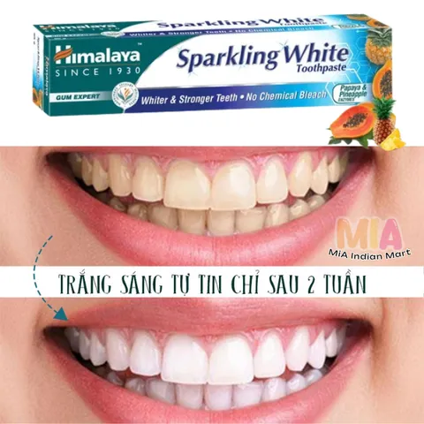 Kem Đánh Răng Thảo Dược Himalaya Sparkling White Toothpaste 150g - Làm Trắng Răng Từ Thiên Nhiên, Thuần Chay, Giúp Nướu Khỏe Mạnh