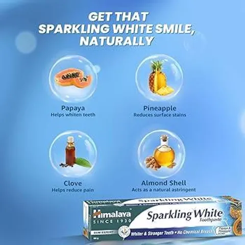 Kem Đánh Răng Thảo Dược Himalaya Sparkling White Toothpaste 150g - Làm Trắng Răng Từ Thiên Nhiên, Thuần Chay, Giúp Nướu Khỏe Mạnh