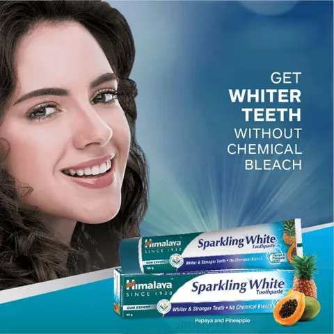 Kem Đánh Răng Thảo Dược Himalaya Sparkling White Toothpaste 150g - Làm Trắng Răng Từ Thiên Nhiên, Thuần Chay, Giúp Nướu Khỏe Mạnh